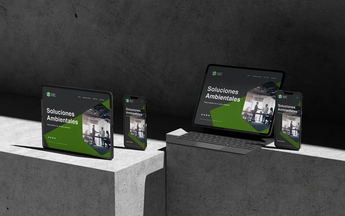 Diseño web responsive para 3S Soluciones en tablet, móvil y portátil